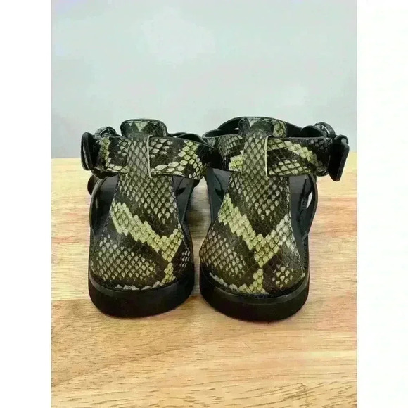 Vince Morris Strappy Leather Snake Skin Pattern Flat Sandals Militaire Color 9.5 - Picture 6 of 9